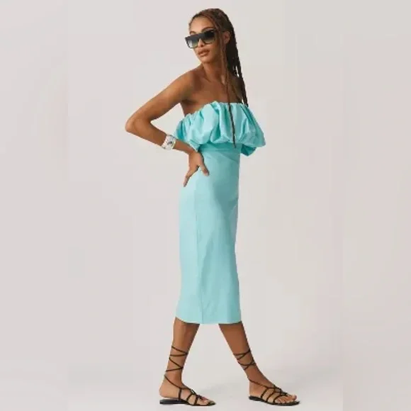 NWT Anthropologie Let Me Be Slim Bubble Dress in Aqua - Picture 3 of 9